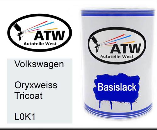 Volkswagen, Oryxweiss Tricoat, L0K1: 500ml Lackdose, von ATW Autoteile West.